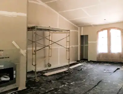 Tyler Painting and Drywall Co. - huge remodeling project, drywall stage completed, fireplace included - Fairview Heights, IL