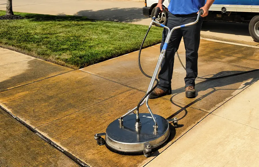 professional using industrial equipment to power wash sidewalks and driveways - Fairview Heights, IL