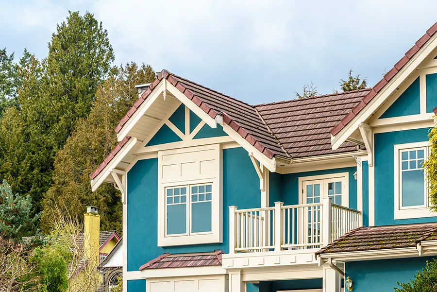 exterior of a home with teal paint